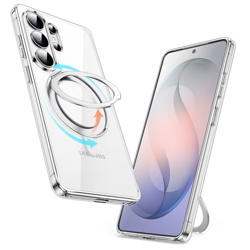 JETech 360 Degree Rotatable Ring Case for Samsung Galaxy S26 Ultra, Compatible with MagSafe, Clear Shockproof Phone Cover with Stand & Ring Holder (Clear)