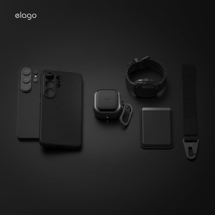 elago EDC Case Compatible with Samsung Galaxy Buds 4 Pro Case & Galaxy Buds 4 Case, Carabiner Included, Premium TPU Cover, Wireless Charging, Headphone Accessories, for Men, for Women (Black)