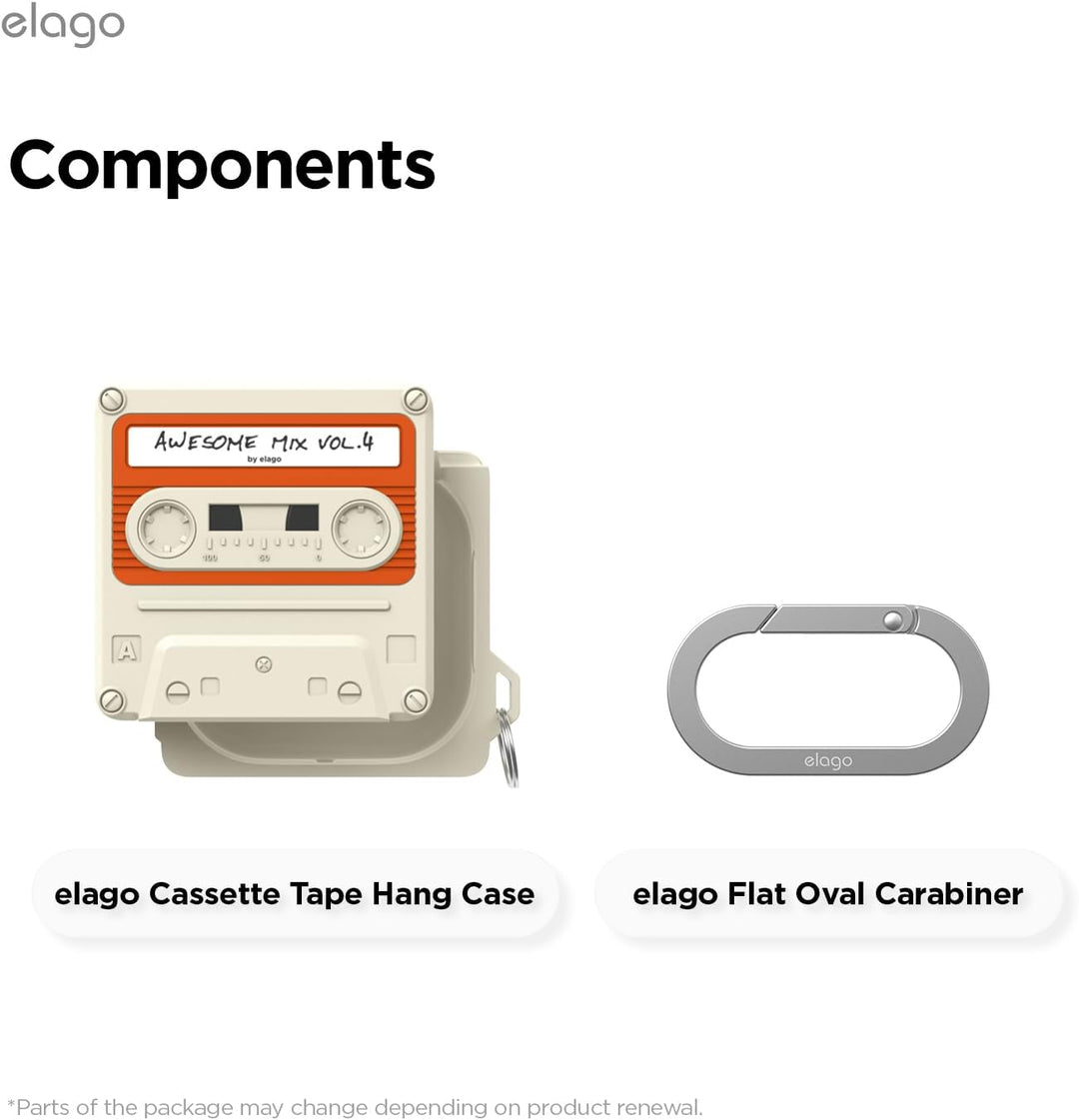 Samsung Galaxy Buds 4 Pro & Galaxy Buds 4 Case, Carabiner Included, Full Protection, Cassette (Classic White)