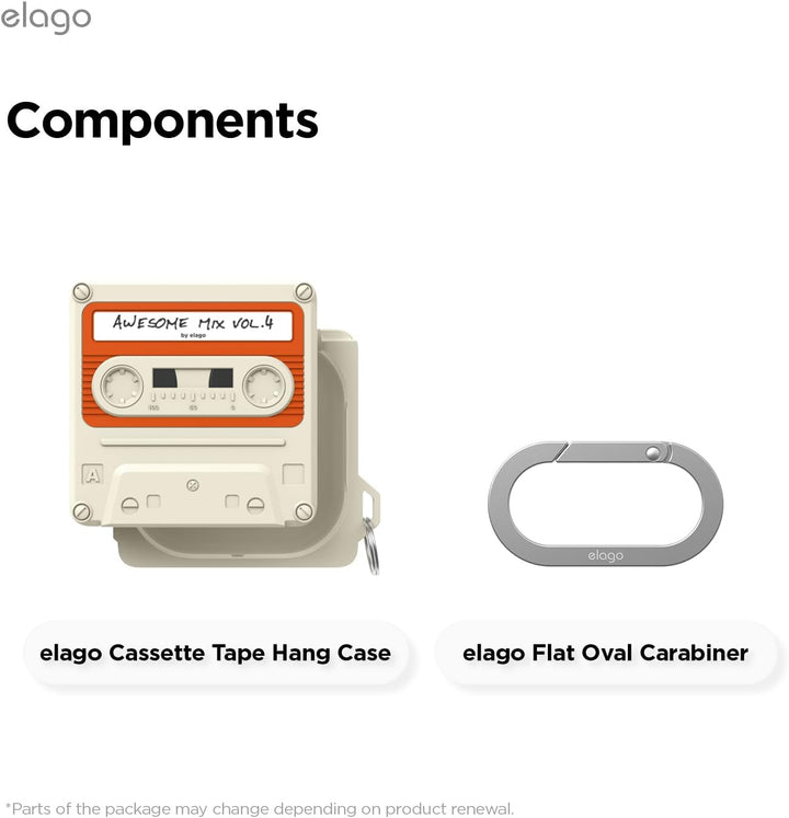 Samsung Galaxy Buds 4 Pro & Galaxy Buds 4 Case, Carabiner Included, Full Protection, Cassette (Classic White)