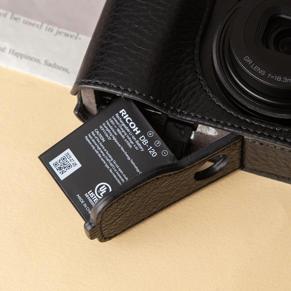 Half Body Leather Case for Ricoh GR IV, Protective Camera Cover for Ricoh GR4, Slim Fit Camera Half Case for Ricoh GR, Compatible with Ricoh GRIV Case, Useful for Ricoh GR IV Accessories (Black)