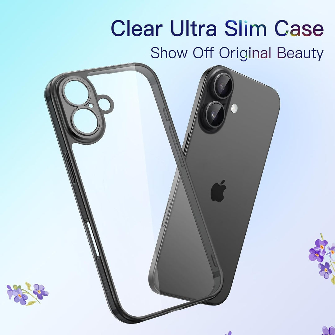 iPhone 17 Case 6.3-Inch Slim and thin with Camera Lens Full Protection, Ultra-Thin Lightweight Clear Minimalist Protective Phone Cover (Black)