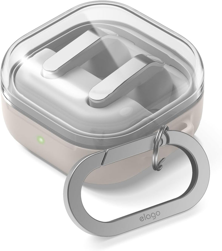 Samsung Galaxy Buds 4 Pro Case & Galaxy Buds 4 Case + Silicon Cover, Wireless Charging (Clear - Stone)