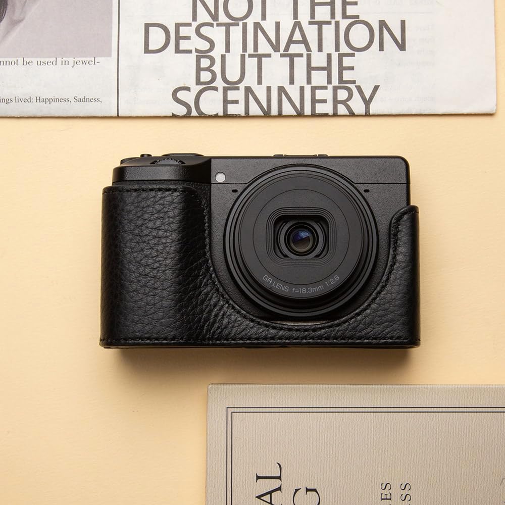 Half Body Leather Case for Ricoh GR IV, Protective Camera Cover for Ricoh GR4, Slim Fit Camera Half Case for Ricoh GR, Compatible with Ricoh GRIV Case, Useful for Ricoh GR IV Accessories (Black)