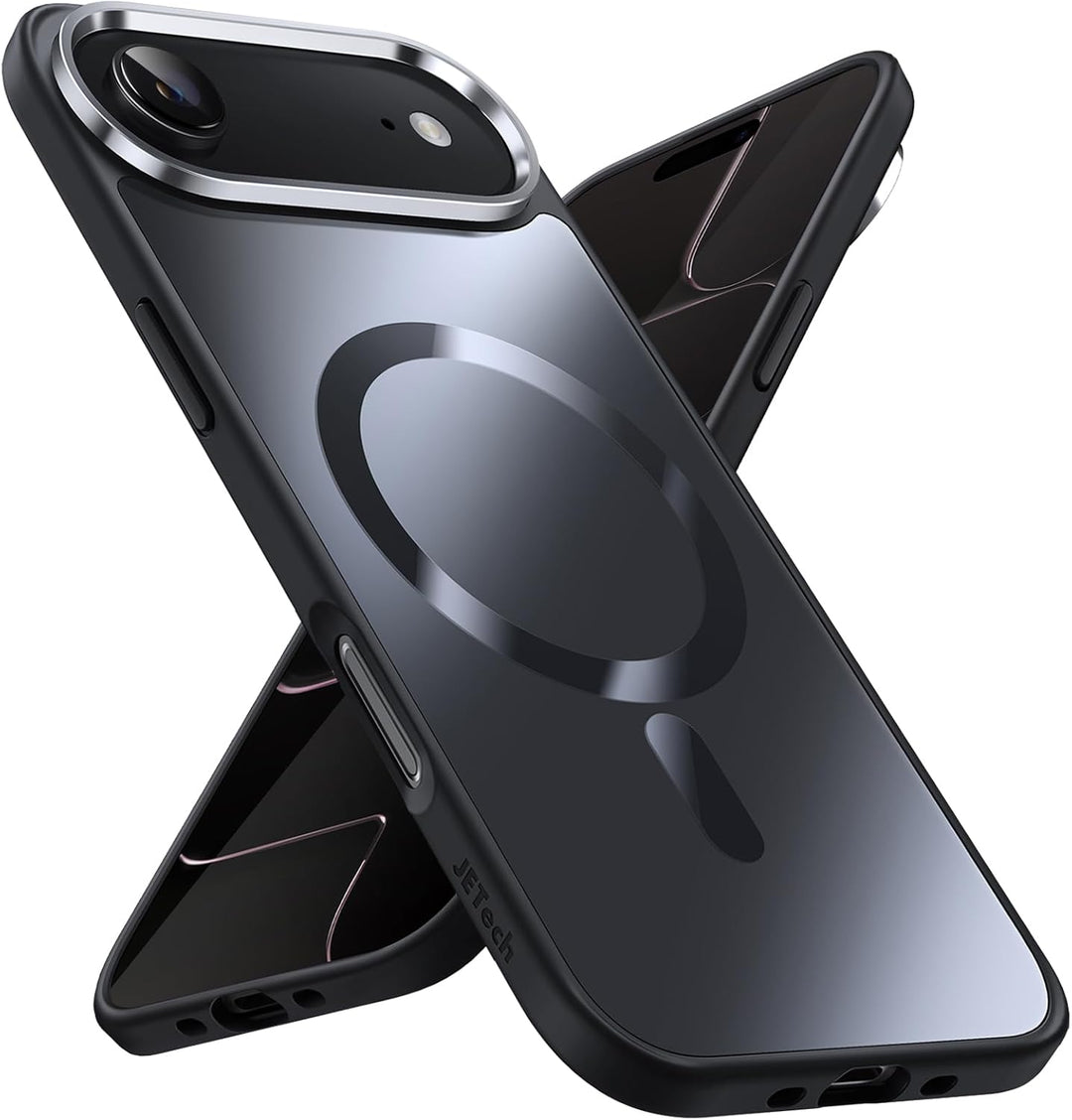 JETech Magnetic Case for iPhone 17 Air Compatible with MagSafe, Luxury Metallic Luster Matte Back Slim Shockproof Electroplated Phone Cover, 6.5-Inch Display (Black)