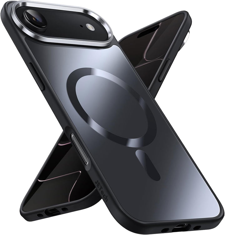 JETech Magnetic Case for iPhone 17 Air Compatible with MagSafe, Luxury Metallic Luster Matte Back Slim Shockproof Electroplated Phone Cover, 6.5-Inch Display (Black)