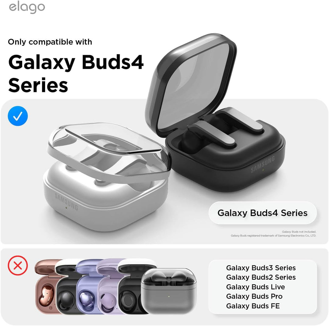 Samsung Galaxy Buds 4 Pro & Galaxy Buds 4 Case, Carabiner Included, Full Protection, Cassette (Classic White)