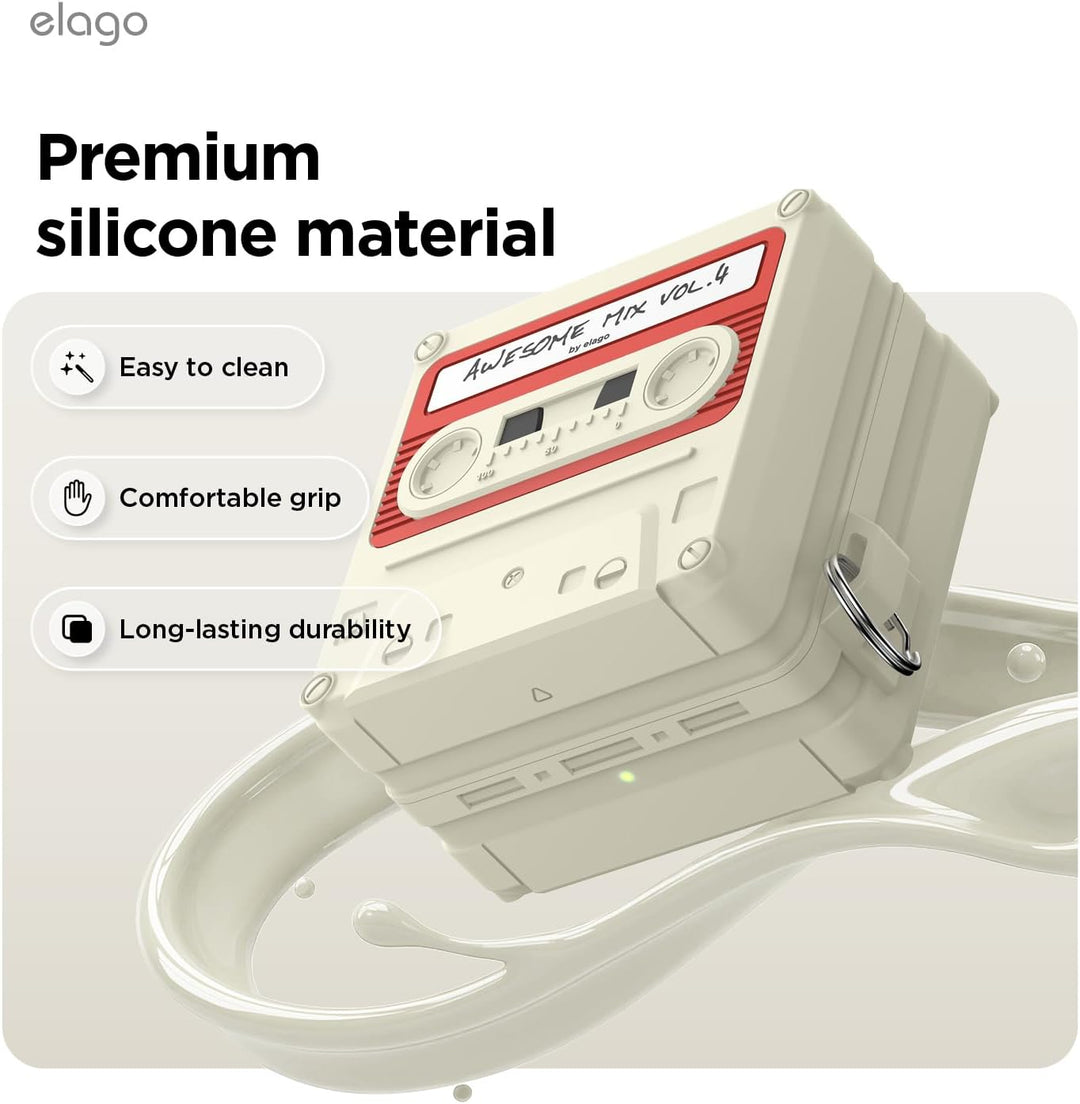 Samsung Galaxy Buds 4 Pro & Galaxy Buds 4 Case, Carabiner Included, Full Protection, Cassette (Classic White)