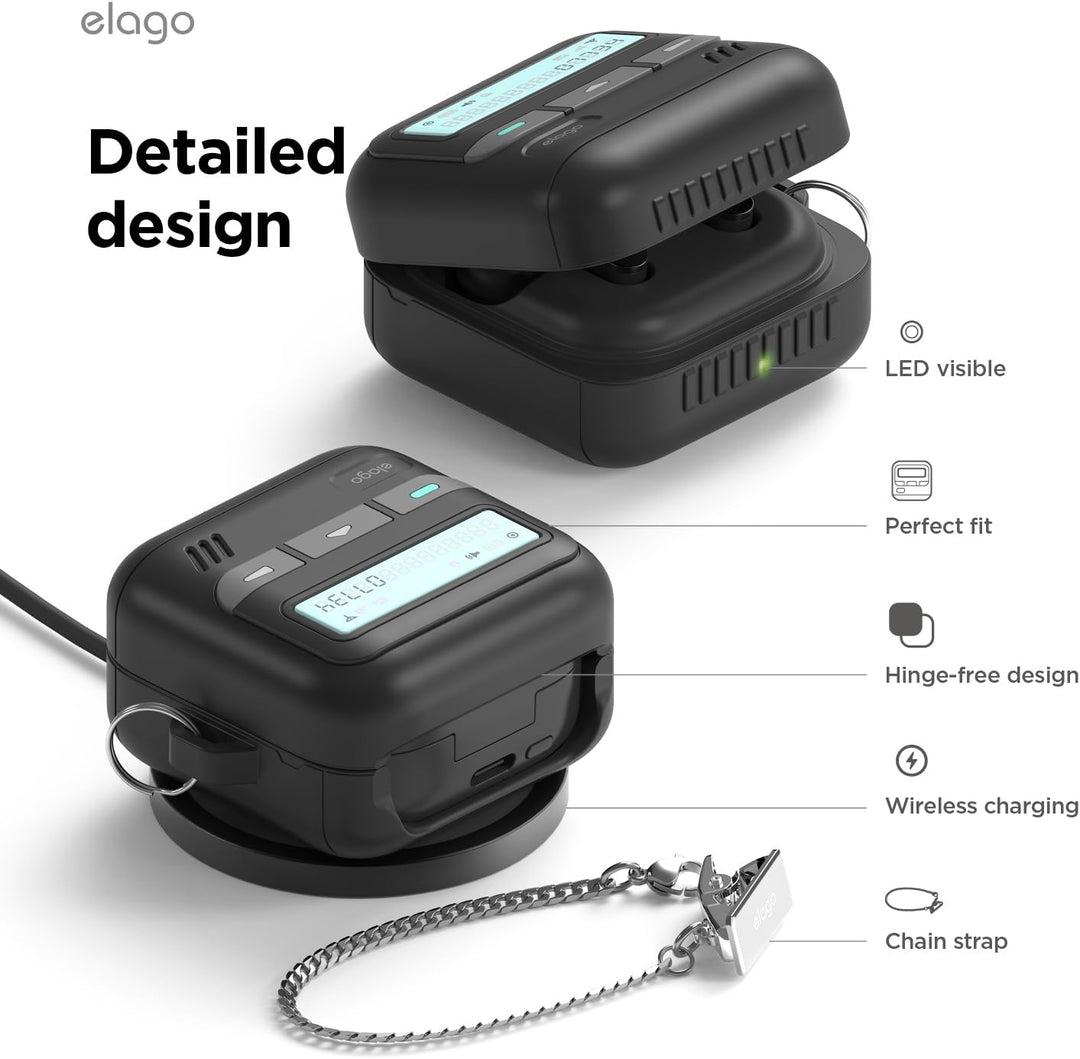 Samsung Galaxy Buds 4 Pro & Galaxy Buds 4 Cover, Landyard Included, Full Protection Pager Case (Black)