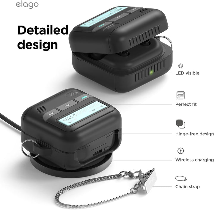 Samsung Galaxy Buds 4 Pro & Galaxy Buds 4 Cover, Landyard Included, Full Protection Pager Case (Black)