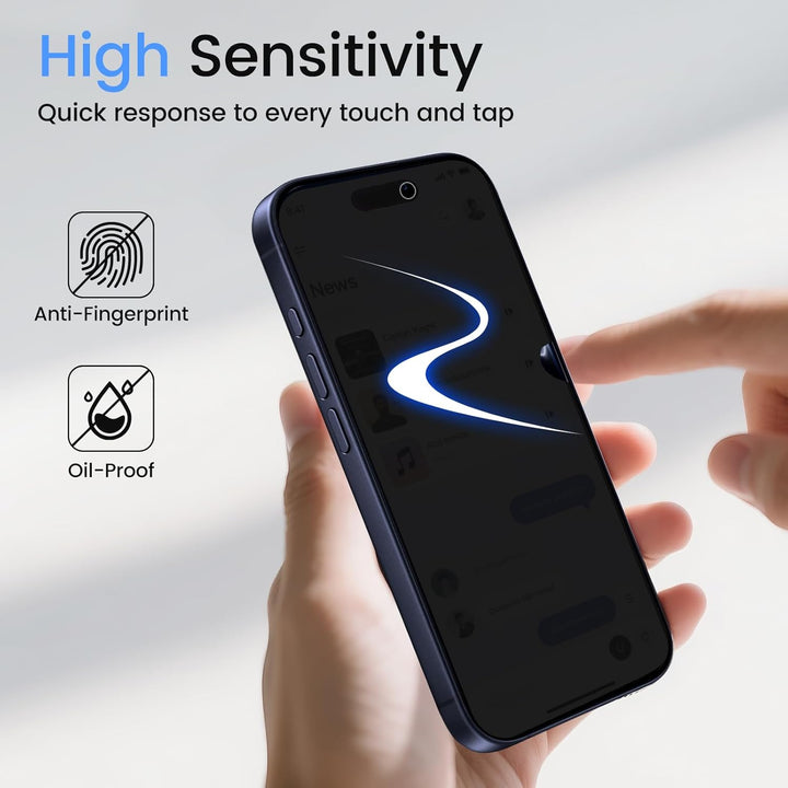 TQLGY Privacy Screen Protector for iPhone 17 Pro 6.3-Inch, Anti-Spy Private Tempered Glass with Easy Installation Tool, Anti-Scratch, Case Friendly, 2-Pack