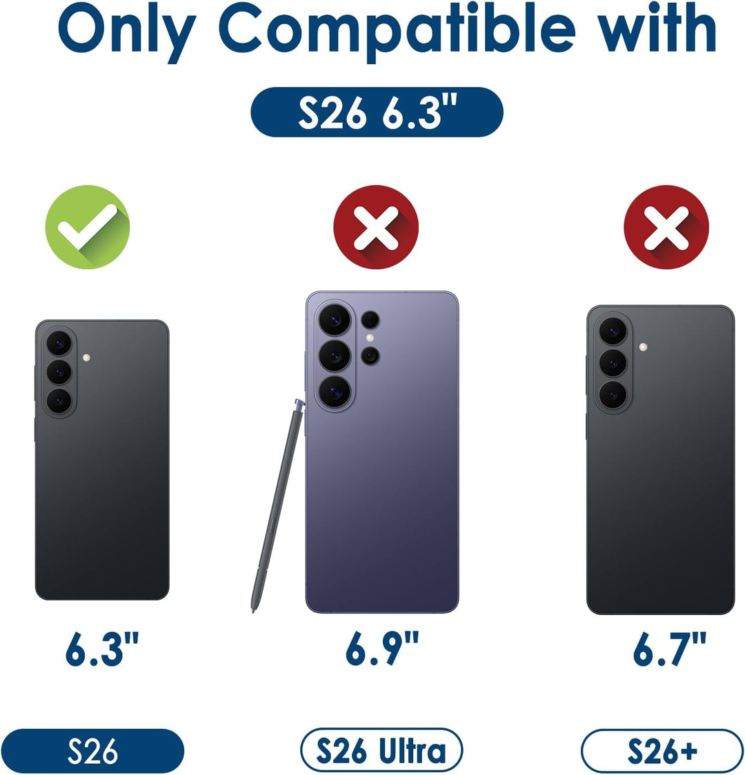 Simpeak 2-Pack Glass Screen Protector Compatible with Samsung Galaxy S26 6.3" 2026 + 2-Pack Camera Lens Protector for S26 6.3 Only, Full Coverage, Anti-Scratch & Anti-Fingerprint, 9H Hardness