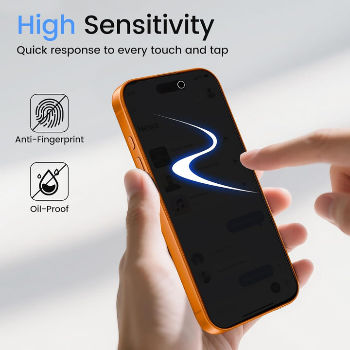 TQLGY Privacy Screen Protector for iPhone 17 Pro Max 6.9-Inch, Anti-Spy Private Tempered Glass with Easy Installation Tool, Anti-Scratch, Case Friendly, 2-Pack