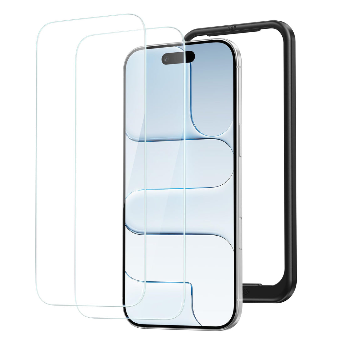 NIMASO for iPhone 17 Screen Protector 6.3-Inch, 2 Pack 9H Hardness HD Clear Tempered Glass Military Grade Shatterproof, Anti-Scratch, with Easy Installation Tool