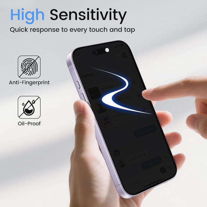 TQLGY Privacy Screen Protector for iPhone 17 6.3-Inch, Anti-Spy Private Tempered Glass with Easy Installation Tool, Anti-Scratch, Case Friendly, 2-Pack