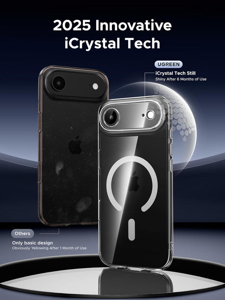 UGREEN Magnetic Case Compatible with iPhone 17 Pro Max 6.9-Inch, Compatible with MagSafe, Revolutionary iCrystal Tech, MIL-Grade Protection, Anti-Scratch, Camera Protective, Clear