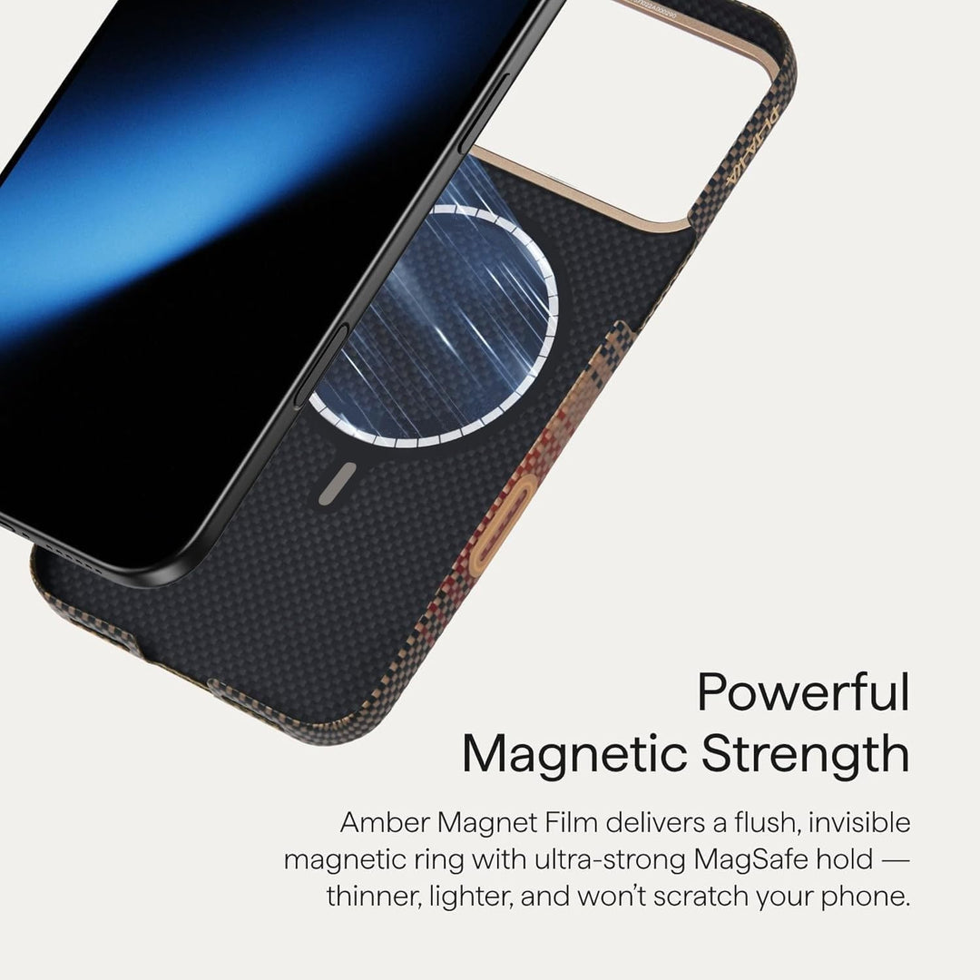 Case for iPhone 17 Pro Max: Business Men Slim Magnetic Anti Fall Cover (Compatible with MagSafe) - 1500D Aramid Fiber Design Thin & Light Cover with a Caseless Feel - 6.9 inch (Sunset Orange)