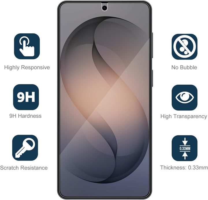 Simpeak 2-Pack Glass Screen Protector Compatible with Samsung Galaxy S26 6.3" 2026 + 2-Pack Camera Lens Protector for S26 6.3 Only, Full Coverage, Anti-Scratch & Anti-Fingerprint, 9H Hardness