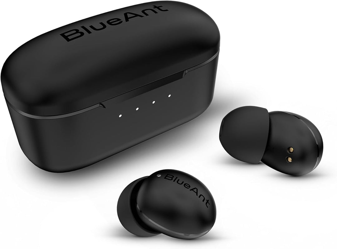 BlueAnt Pump Air Micro True Wireless in Ear Buds, Lightweight 4g Design, Compact Charging Case, Powerful Sound, IP54 Sweatproof/Splashproof, All-Day Battery Life, 6mm Driver, 30hrs Playtime, Black