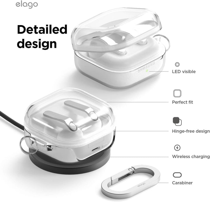 Samsung Galaxy Buds 4 Pro Case & Galaxy Buds 4 Case, Premium Clear Cover, Wireless Charging (Clear)