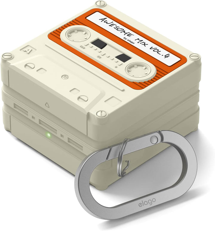 Samsung Galaxy Buds 4 Pro & Galaxy Buds 4 Case, Carabiner Included, Full Protection, Cassette (Classic White)