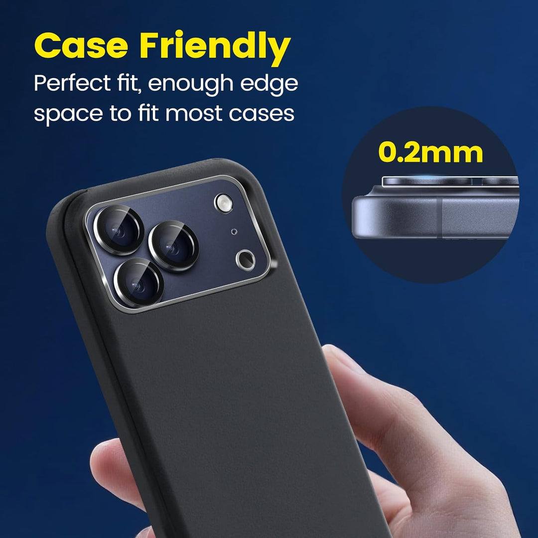 TQLGY 3 Pack Camera Lens Protector for iPhone 17 Pro 6.3", 9H Tempered Glass, HD Clear, Anti-Scratch, Strong Adhesion, Case Friendly, Easy Installation