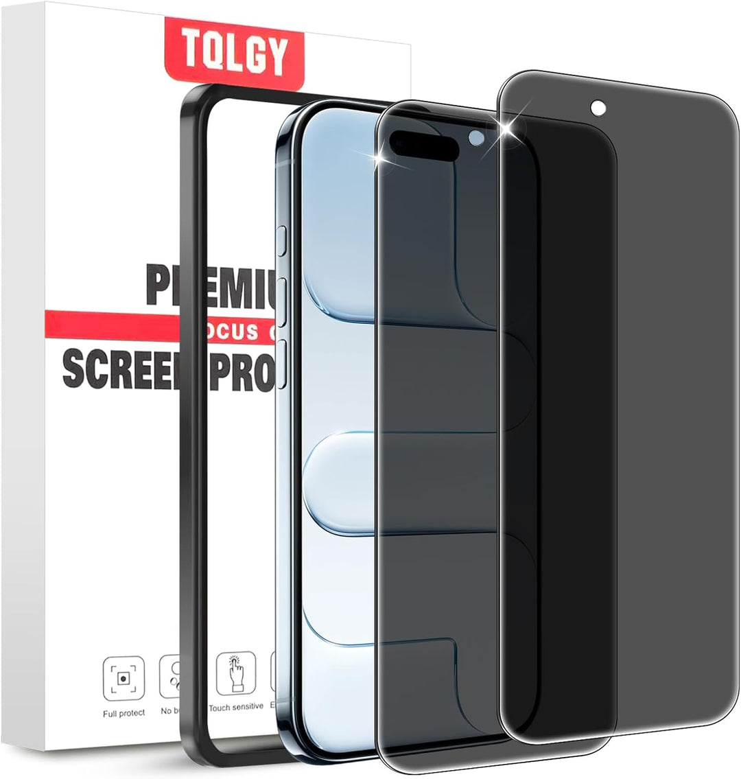 TQLGY Privacy Screen Protector for iPhone 17 Air 6.5-Inch, Anti-Spy Private Tempered Glass with Easy Installation Tool, Anti-Scratch, Case Friendly, 2-Pack