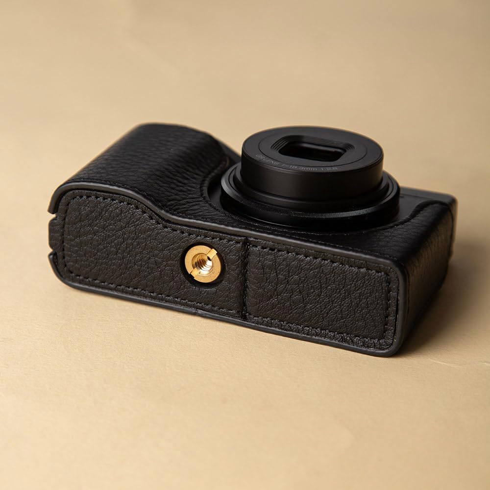 Half Body Leather Case for Ricoh GR IV, Protective Camera Cover for Ricoh GR4, Slim Fit Camera Half Case for Ricoh GR, Compatible with Ricoh GRIV Case, Useful for Ricoh GR IV Accessories (Black)