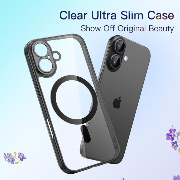 iPhone 17 Case 6.3-Inch, Slim & Magsafe, Camera Lens Full Protection, Ultra-Thin Lightweight Clear Minimalist Protective Phone Cover (Black)