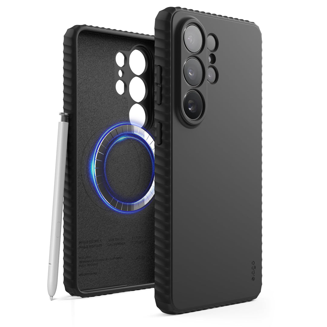 elago Magnetic Ridge for Samsung Galaxy S26 Ultra Case, Premium Magnetic Silicone Case, Compatible with MagSafe, Liquid Silicone Material, Protective Cover, Shockproof, Slim Phone (Black)