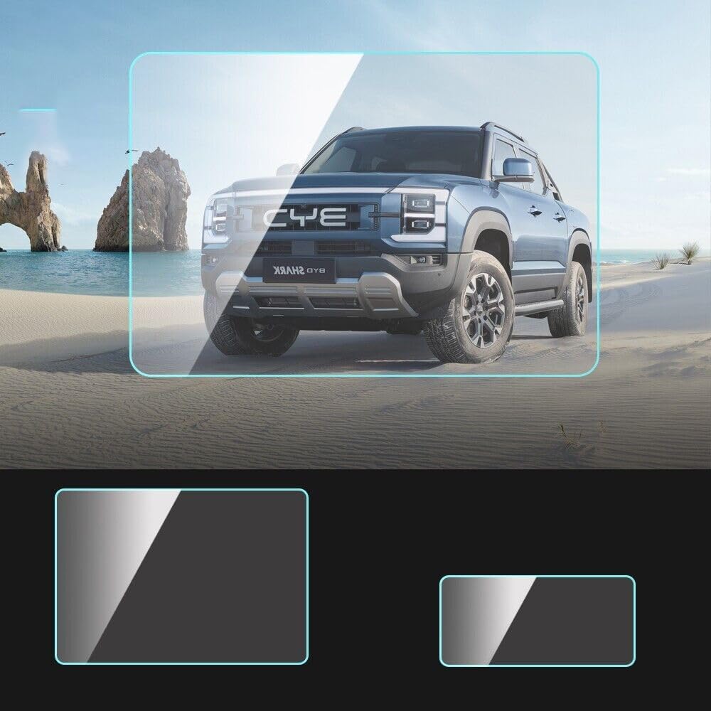 2 Pack Tempered Glass Screen Protector for BYD SHARK 6, CLEAR Combos Dashboard Touchscreen Navigation Touch Screen Protector Compatible With BYD Shark 6 Accessories