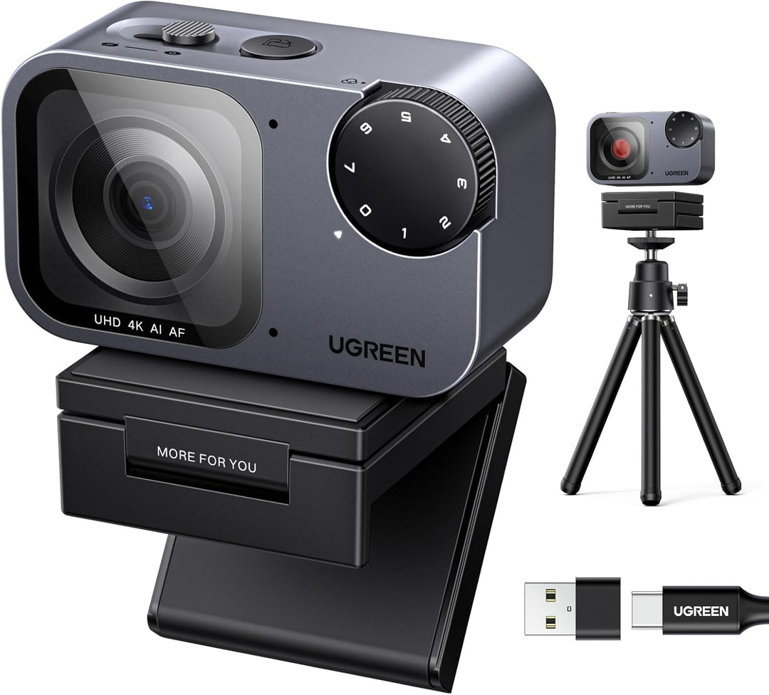 UGREEN FineCam Pro 4K Webcam for PC with 7 Filters Switching, 1/2" Sensor, Auto Framing, Face AE, AI Noise-Canceling Mic, Gesture Control, PDAF Auto Focus for Streaming, Conference, Zoom, Switch 2