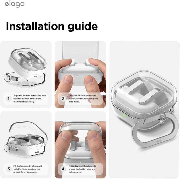 Samsung Galaxy Buds 4 Pro Case & Galaxy Buds 4 Case, Premium Clear Cover, Wireless Charging (Clear)