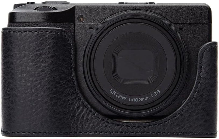 Half Body Leather Case for Ricoh GR IV, Protective Camera Cover for Ricoh GR4, Slim Fit Camera Half Case for Ricoh GR, Compatible with Ricoh GRIV Case, Useful for Ricoh GR IV Accessories (Black)