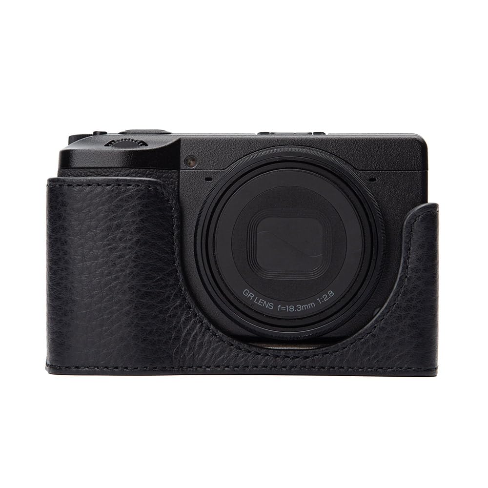 Half Body Leather Case for Ricoh GR IV, Protective Camera Cover for Ricoh GR4, Slim Fit Camera Half Case for Ricoh GR, Compatible with Ricoh GRIV Case, Useful for Ricoh GR IV Accessories (Black)