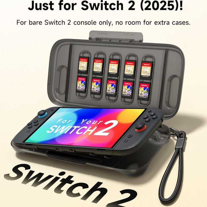 The Jsaux Nintendo Switch 2 Slim Carry Case protects your console and holds 10 game cards. The screen features vibrant "For your SWITCH 2", "Just for Switch 2 (2025)!" above, and bold "Switch 2" below—ideal for any Switch 2 gamer.