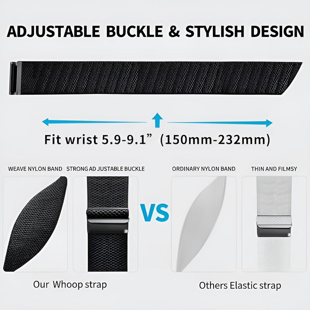 Zurligi Nylon Soft Band Compatible with WHOOP 5.0, One, Peak, and Life, Adjustable Breathable & Waterproof, Durable & Secure Fit Strap, NOT for Gen 4