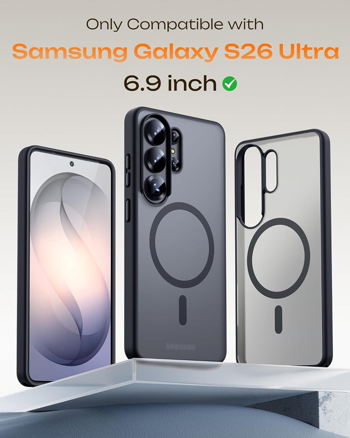 Samsung Galaxy S26 S26 Ultra Case, Built-in Magnetic Ring with MagSafe - Black