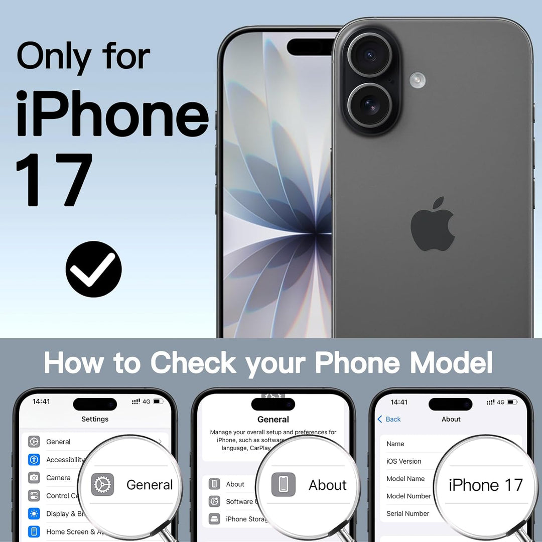 iPhone 17 Case with Built-in Tempered Glass Screen Protector and Camera Control Button, Compatible with MagSafe, 360 Degree Full Body Cover (Black)
