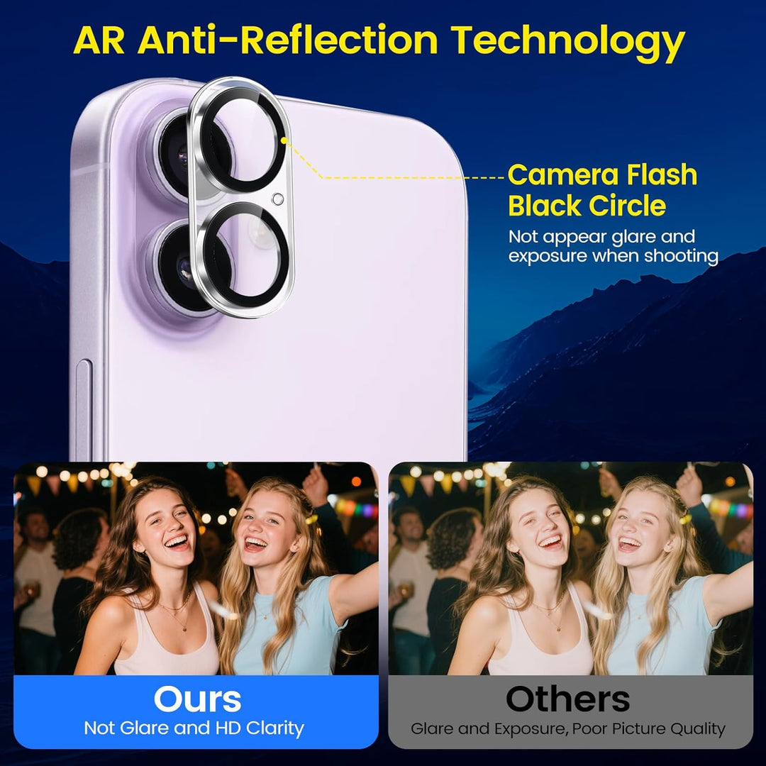 TQLGY 3 Pack Camera Lens Protector for iPhone 17 6.3", 9H Tempered Glass, HD Clear, Anti-Scratch, Strong Adhesion, Case Friendly, Easy Installation