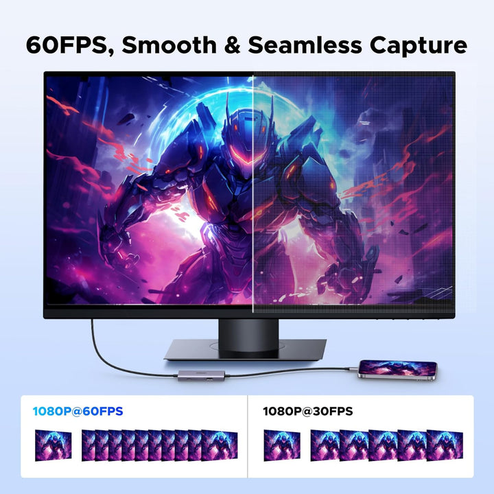 UGREEN 2K@30Hz USB C Video Capture Card with 100W PD 4K@30Hz HDMI Loop-Out, 1080P 60fps USB 3.0 Capture Card for Streaming Low Latency YUY2 VR Compatible with Stream Deck, Quest 3