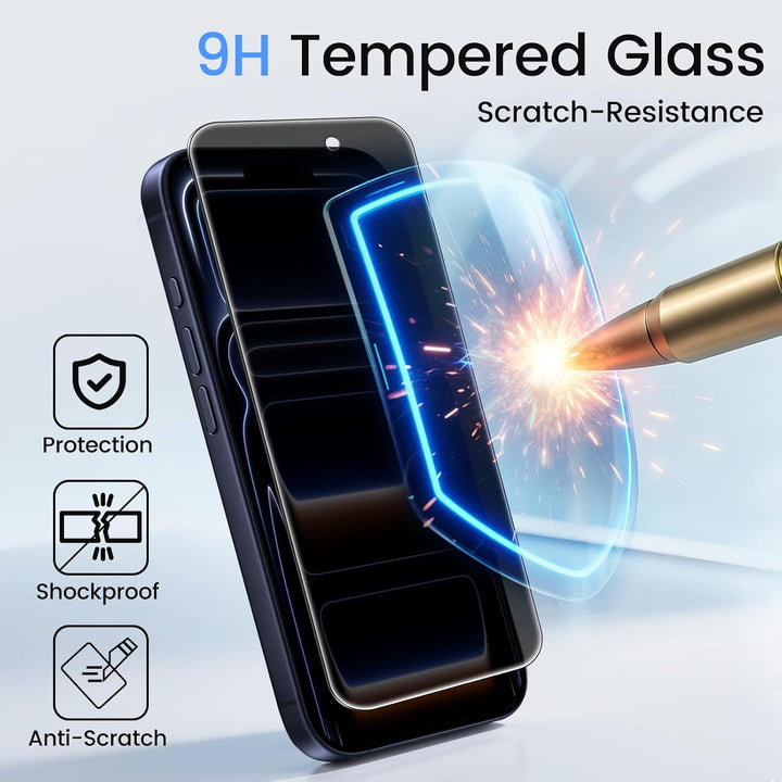 TQLGY Privacy Screen Protector for iPhone 17 Pro 6.3-Inch, Anti-Spy Private Tempered Glass with Easy Installation Tool, Anti-Scratch, Case Friendly, 2-Pack