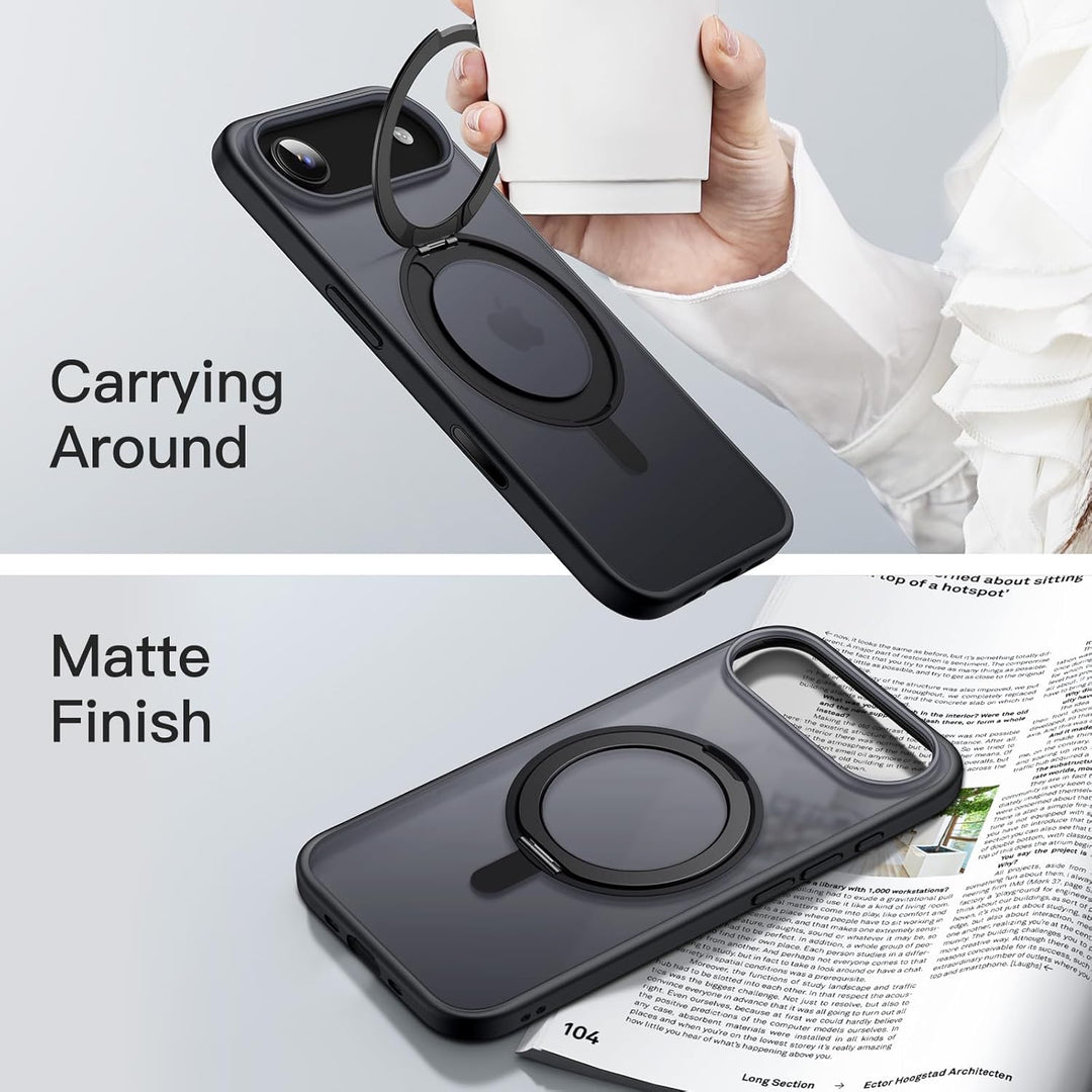 JETech 360 Degree Rotatable Ring Case for iPhone 17 Air with Camera Control Button, Compatible with MagSafe, Slim Shockproof Phone Cover with Stand & Ring Holder, 6.5-Inch Display (Black)