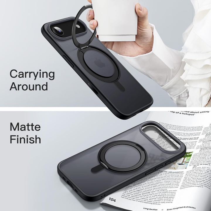 JETech 360 Degree Rotatable Ring Case for iPhone 17 Air with Camera Control Button, Compatible with MagSafe, Slim Shockproof Phone Cover with Stand & Ring Holder, 6.5-Inch Display (Black)