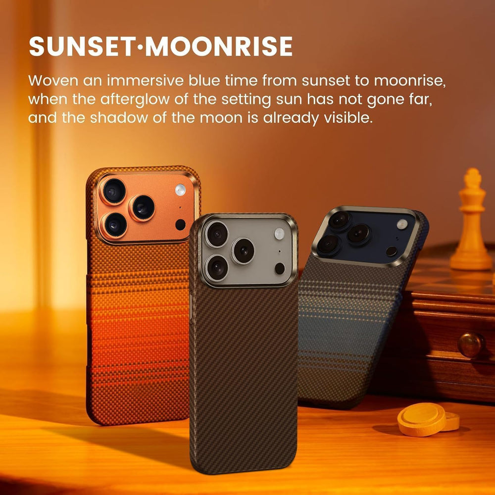 Case for iPhone 17 Pro Max: Business Men Slim Magnetic Anti Fall Cover (Compatible with MagSafe) - 1500D Aramid Fiber Textures Design Thin & Light Cover with a Caseless Feel (Moonrise Blue)