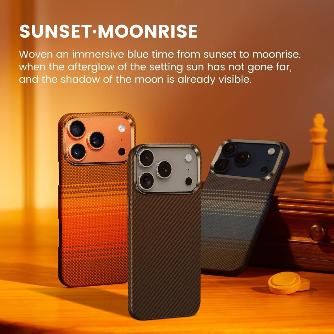 Case for iPhone 17 Pro Max: Business Men Slim Magnetic Anti Fall Cover (Compatible with MagSafe) - 1500D Aramid Fiber Textures Design Thin & Light Cover with a Caseless Feel (Moonrise Blue)