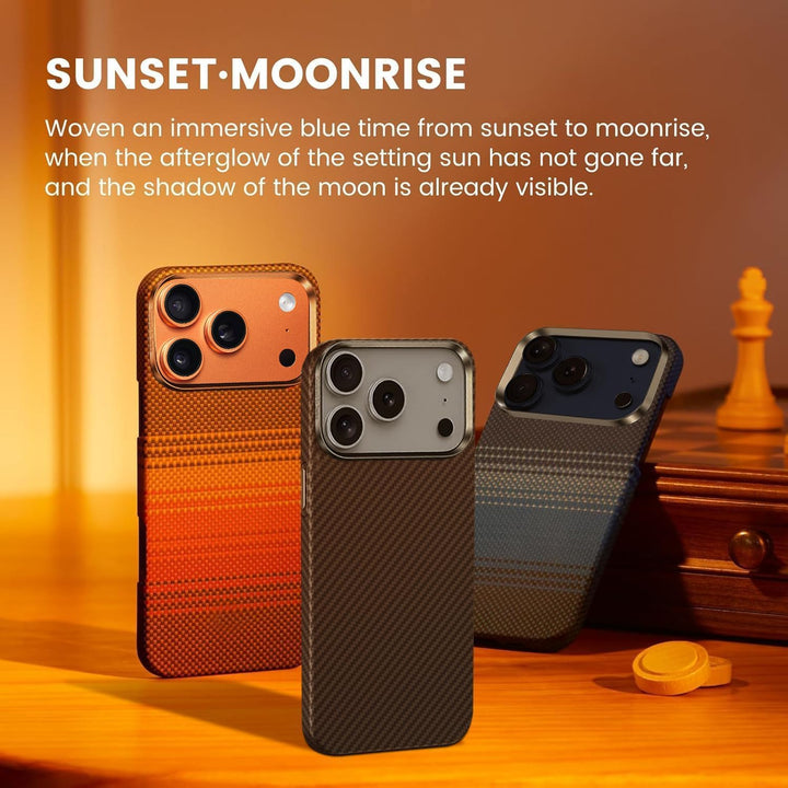 Case for iPhone 17 Pro Max: Business Men Slim Magnetic Anti Fall Cover (Compatible with MagSafe) - 1500D Aramid Fiber Textures Design Thin & Light Cover with a Caseless Feel (Moonrise Blue)