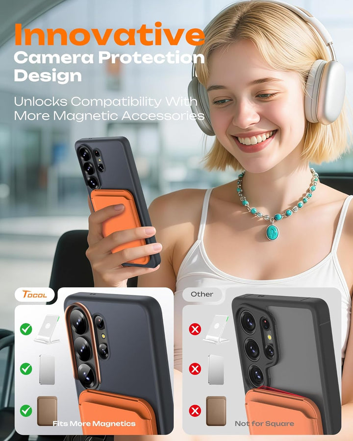 Samsung Galaxy S26 S26 Ultra Case, Built-in Magnetic Ring with MagSafe - Black