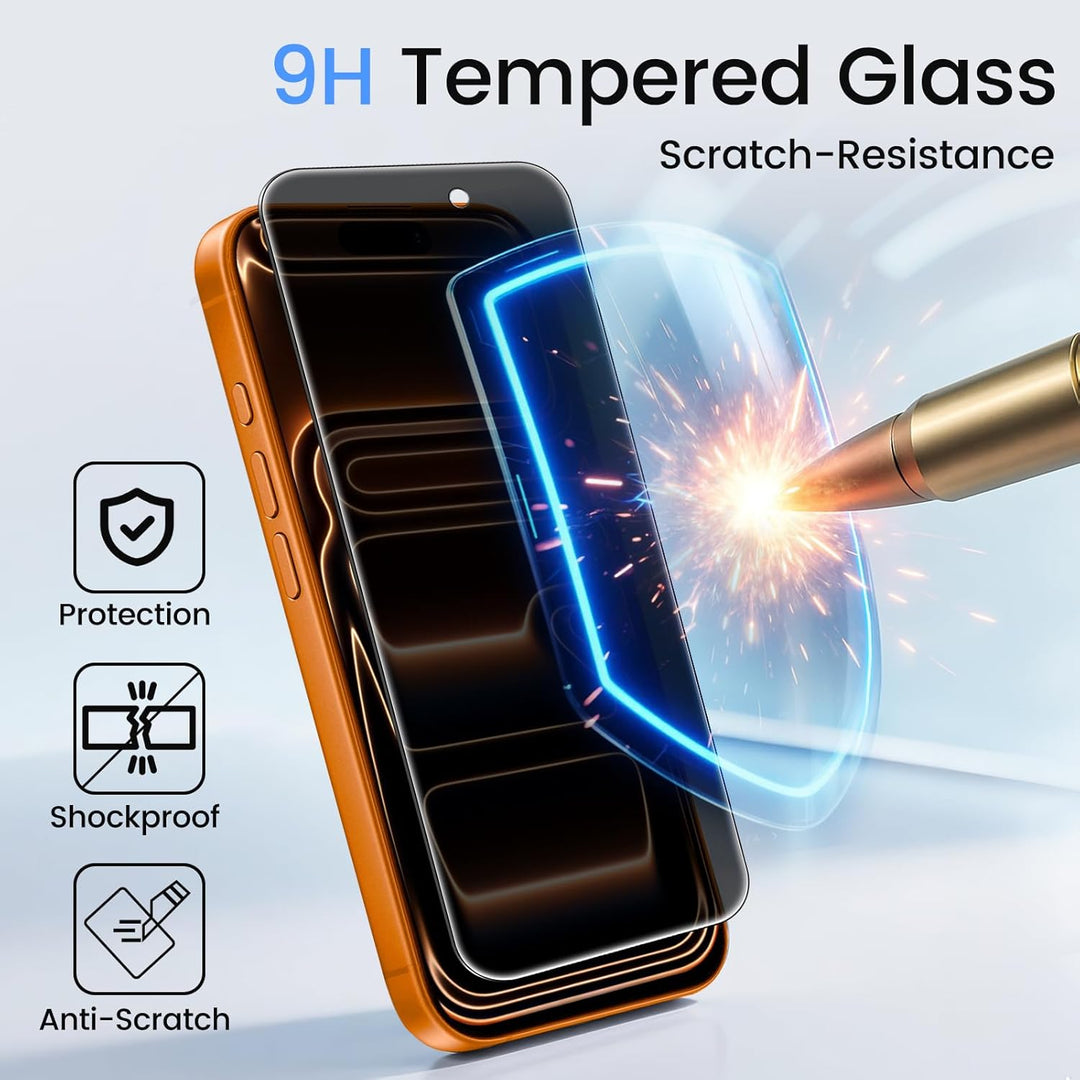 TQLGY Privacy Screen Protector for iPhone 17 Pro Max 6.9-Inch, Anti-Spy Private Tempered Glass with Easy Installation Tool, Anti-Scratch, Case Friendly, 2-Pack