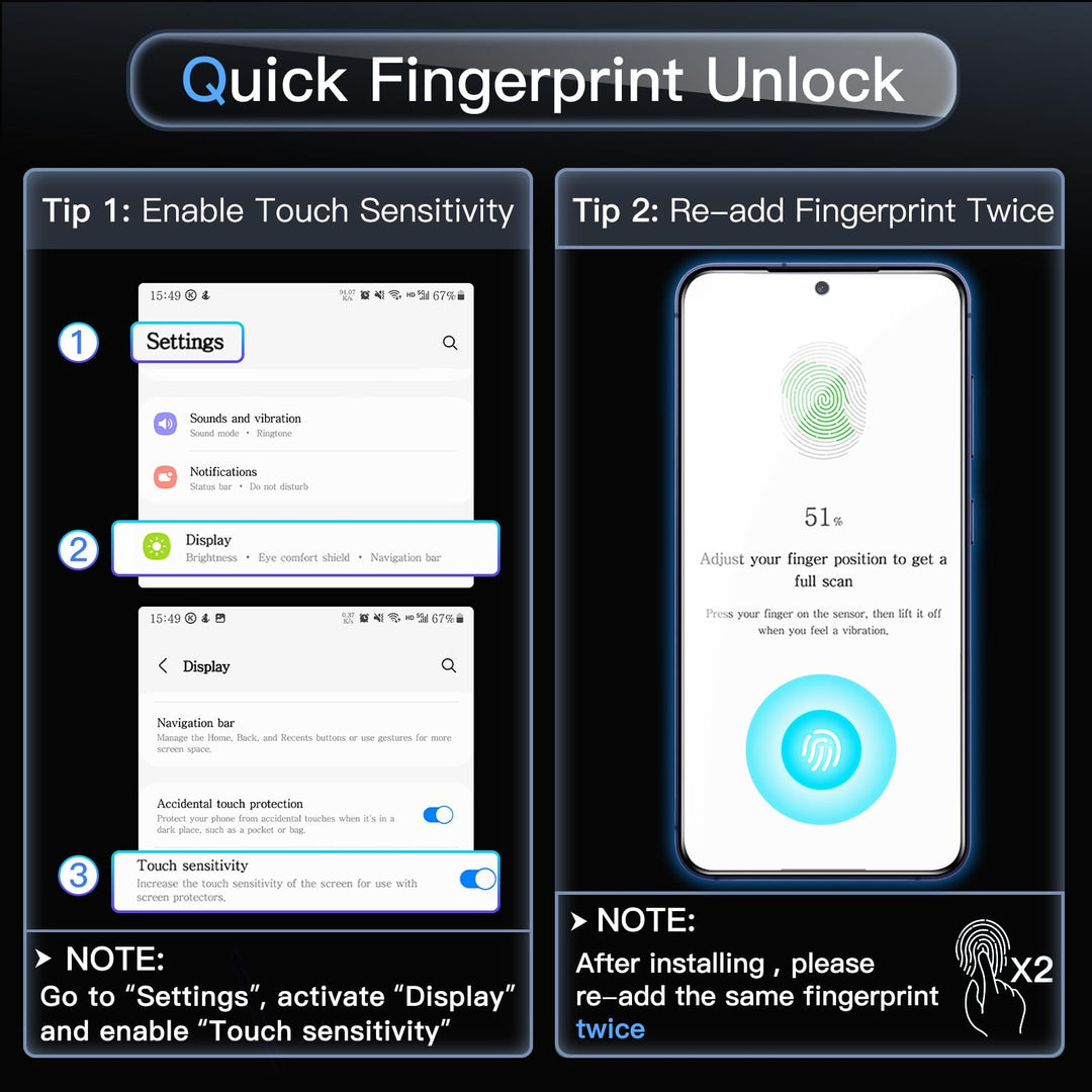 Samsung Galaxy S26 Ultra Screen Protector Glass Film, Antireflective 2-Pack